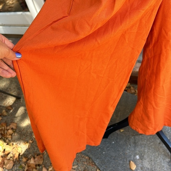 🧡🧡🧡Mumuanxiu orange cotton palazzo pants NWOT - Picture 4 of 10